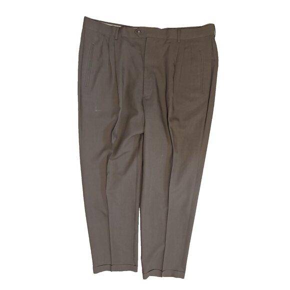 Lanificio D' Adorno Super 110 Wool Dress Pants 40 x 30 Brown Classic Cuffed - Picture 5 of 9